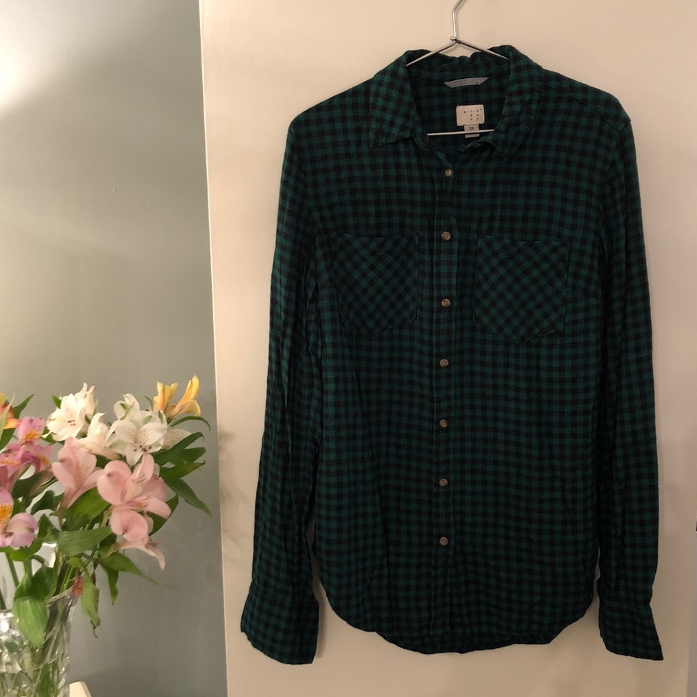 Dark Green Plaid Shirt
